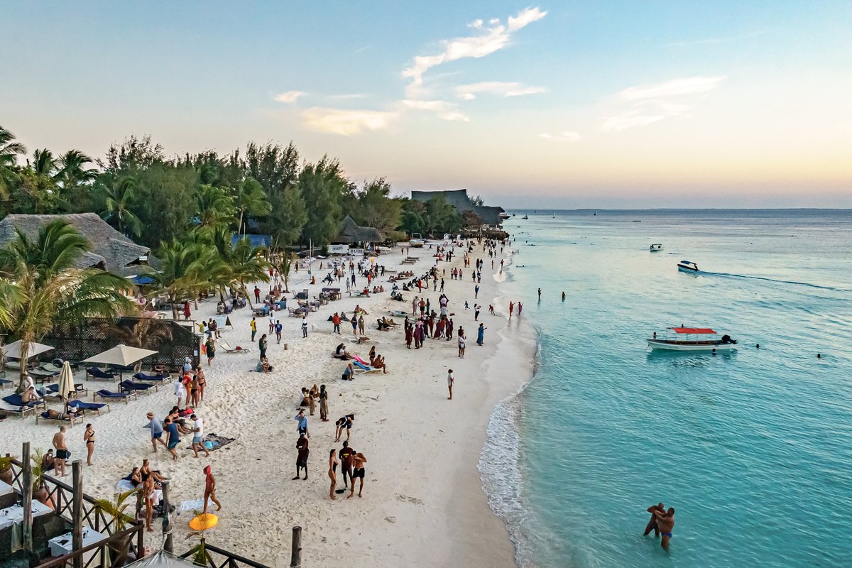 A beach with turquoise water at Nungwi, Zanzibar